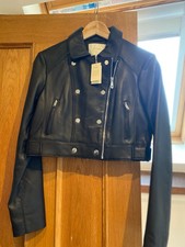 Maje Black Leather Jacket Beverley Noir 38