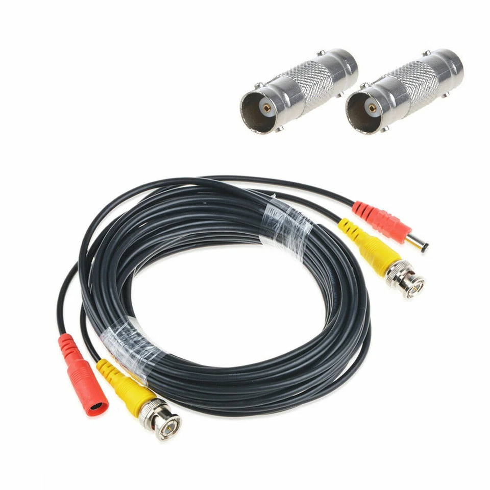Cable de alimentación de video BNC 4x 50 pies para cámara de seguridad CCTV + 8x conector hembra Foto 3 de 4