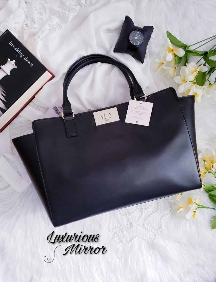 Kate Spade New York Womens Kelsey Orchard Valley Leather Tote Bag Black New