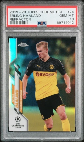 2019-20 Topps Chrome Uefa Champions League Erling Haaland Refractor PSA 10 RC