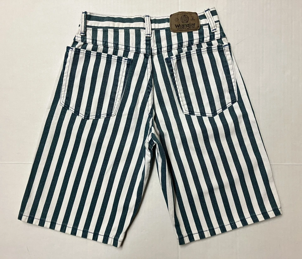 Bermudas a Rayas Verdes Wrangler De Colección EE. UU. Niñas Talla 14 24 x 10 tiro alto Foto 3 de 4