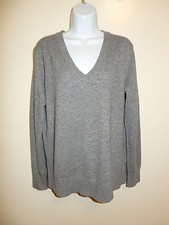 MEN'S TOMMY HILFIGER 100 CASHMERE LIGHT GREY V-NECK LONG SLEEVES SWEATER M