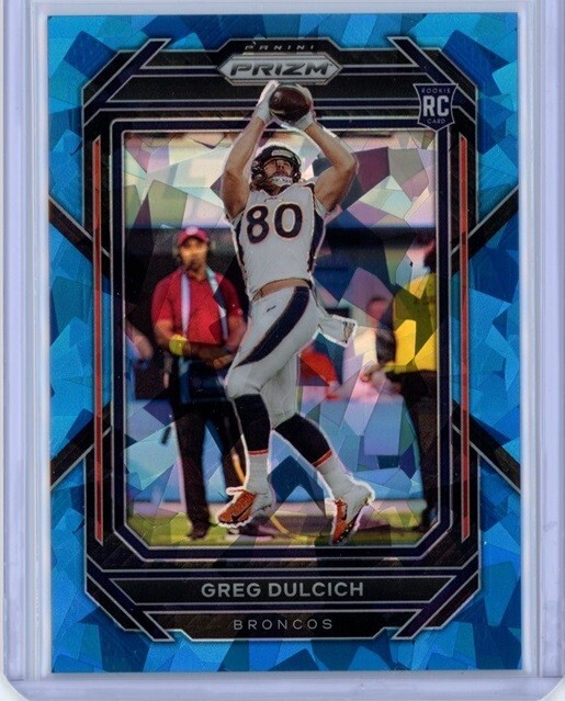 GREG DULCICH 2022 Panini Prizm Blue Ice Rookie RC #360 Broncos 14/99