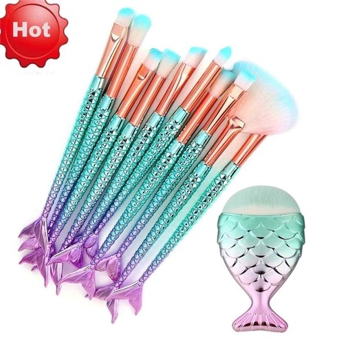 Mermaid 3D Ombré Rainbow Makeup Brush Set