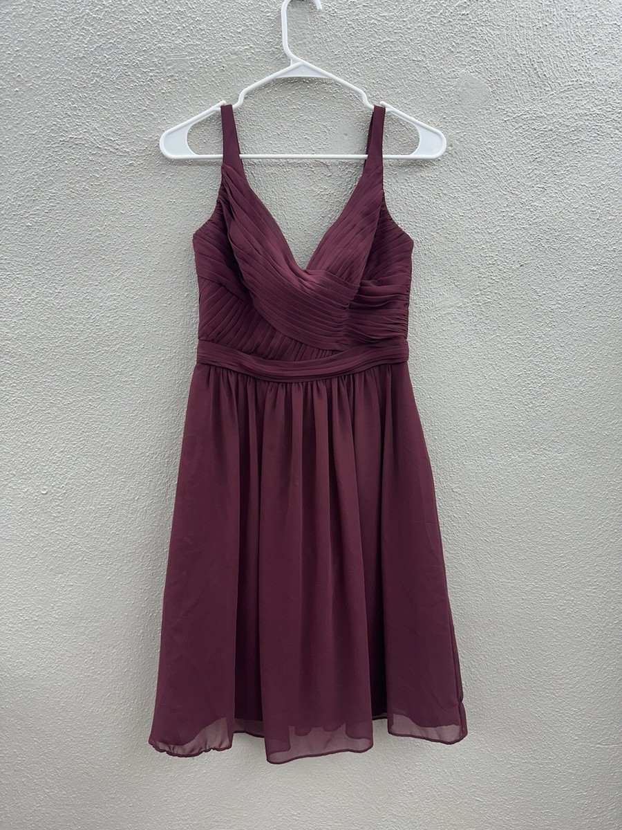 Davids Bridal Womens Dress Size 4 Wine Colored Bridesmaid Dress Sleeveless
