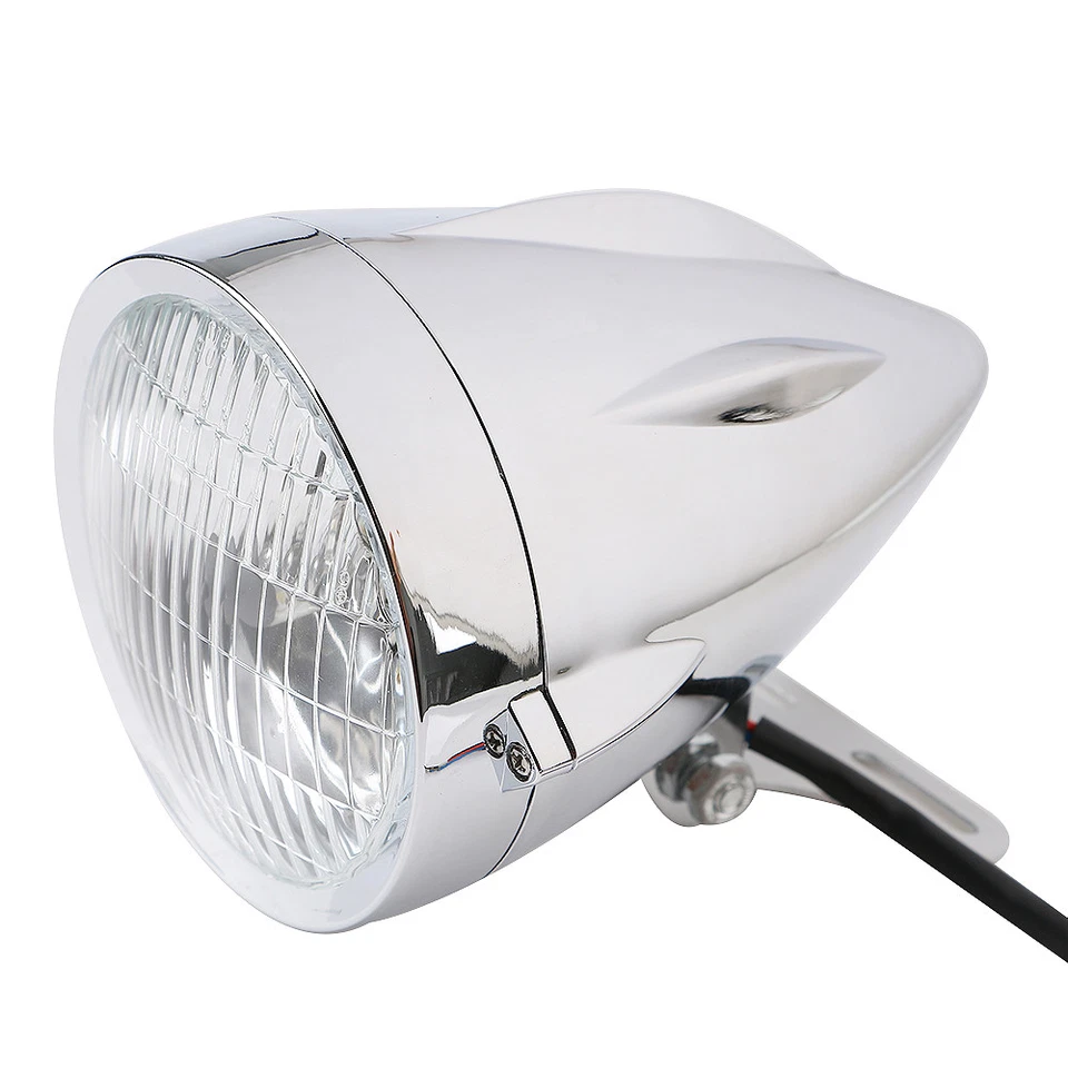 4.5英寸H4镀铬遮阳灯适用于Harley Bobber Chopper定制12V — 第 2/4 张图片