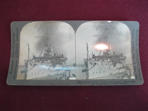 Stereoview Keystone View Co Britischer Schlachtkreuzer Unbeugsam Blucher WWI (O) - Bild 2 von 4