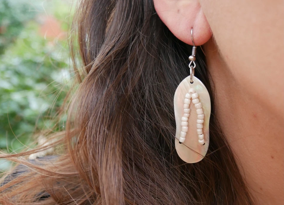 Perlmutt Muschel Sandalen Ohrringe Hänger Schmuck - Bild 4 von 4