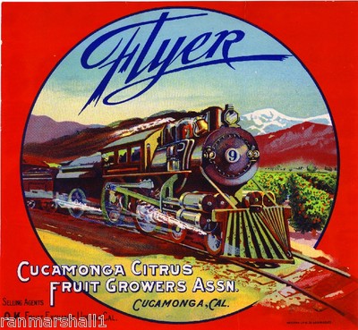 Cucamonga Flyer Train #2 Red Orange Citrus Fruit Crate Label Art Print