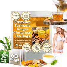 Turmeric, Ginger, Cinnamon Tea Bags, 100 Natural No Additives Caffeine Free