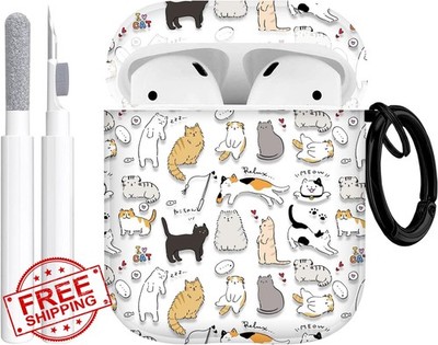 Airpods 2nd Gen Case Cute Kitty Cat TPU Protective Cover Keychain
