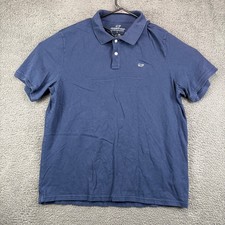 Vineyard Vines Mens Large Navy Blue Whale Logo Pique Polo Shirt Stretch Cotton