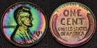 1951-D Lincoln Wheat Cent penny RAINBOW TONING and high luster (61-21)