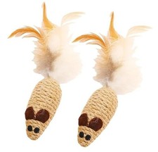 TWO PACK Sisal Mouse Cat Toy Mouse Teasing Bite Resistance Feather Interactive