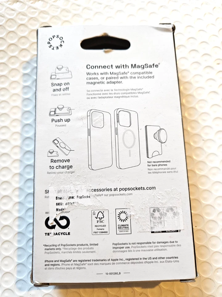 PopSockets Magnetic MagSafe PopWallet+ Phone Wallet & Grip iPhone - White/Clear - Image 2 of 2