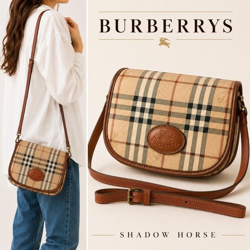 Burberrys Nova Check Shadow Horse Flap Crossbody Bag Y2K Auth
