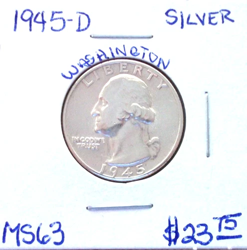 1945 DENVER SILVER WASHINGTON QUARTER IN UNCIRCULATED MINT STATE CONDITION