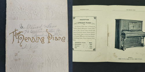 c.1890s antique HENNING PIANO nyc advertising BOOKLET PRICE LIST & ILLUSTRATION