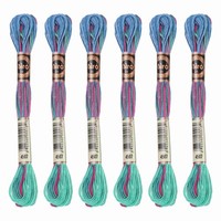 6 SträNge Stickgarn, Polyester FüR Kreuzstich Armband, GrüN Blau
