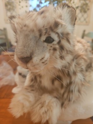  Hansa SNOW LEOPARD LAYING 14'' Used SOFT Plush Stuffed 2010