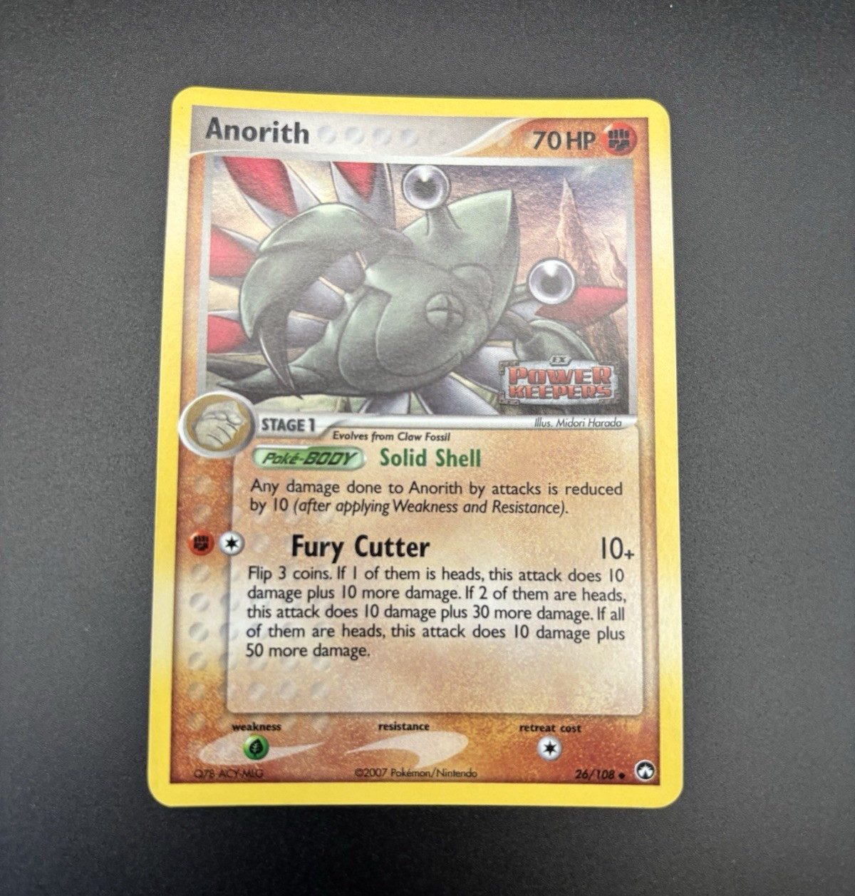 Pokémon Anorith EX Power Keepers Reverse Holo Uncommon 70HP 26/108 Eng 2007