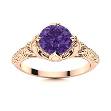 Amethyst Gemstone Womens day Solitaire Statement New Ring Sterling Silver