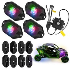 4 Pods RGB LED Rock Lights Kit, Underglow Multicolor Neon Light Pod with