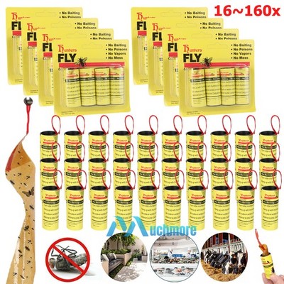 160 Rolls Insect Bug Fly Glue Paper Catcher Sticky Flies Trap Ribbon Tape Strip