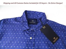 SCOTCH  SODA Ams Couture Men's Shirt M Patterned Blue Pure Cotton Long Sleeve