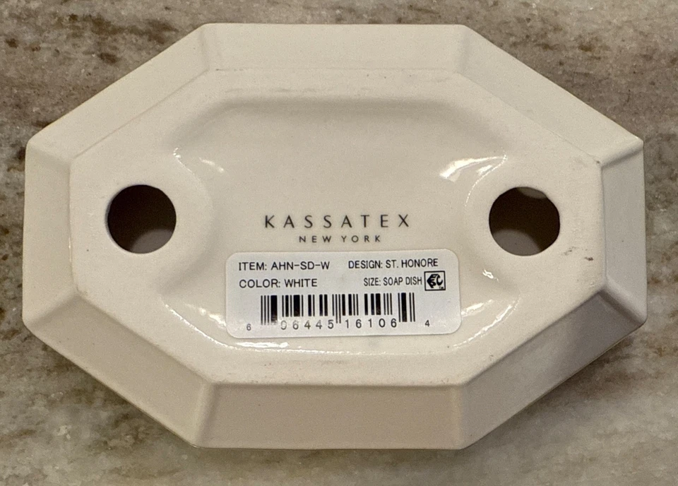 全新 Kassatex 纽约陶瓷肥皂碟 圣荣誉 白金 — 第 3/4 张图片