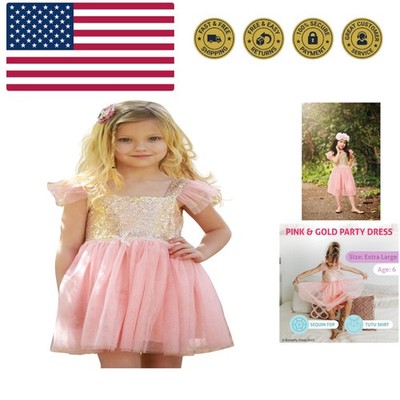 Birthday Sequin Dress with Glitter and Sparkle for Little Girls, Fluttering I...
