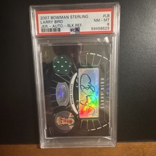 Bowman 2007 Sterling Larry Bird #LB Black Refractor Jersey Auto /5 PSA 8 Celtics