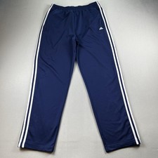 Vintage Adidas Track Pants Mens Large Navy Blue Tear Away 3 Stripes Snap Soccer