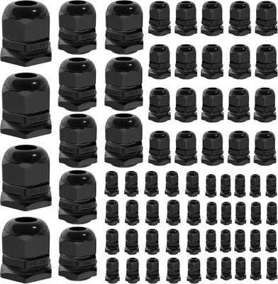 Joinfworld 72pcs Cable Glands Kit Waterproof Strain Relief Cord Connector Grip W