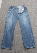 Levis 501 Jeans Mens 34x30 Blue Button Fly Classic Straight Leg Tag 36x32