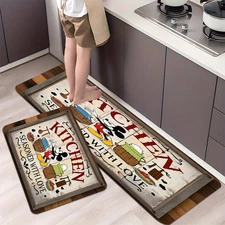 Mickey Kitchen Mat, 10mm Thick, Polyester, Non-Slip