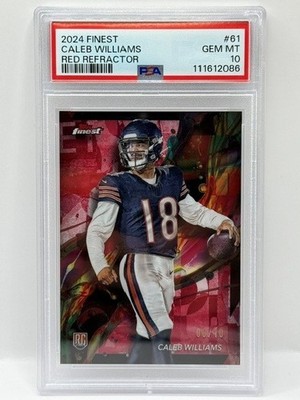 💎 2024 Topps Finest Caleb Williams Red Refractor # /10 PSA 10 Bears Rookie  💎