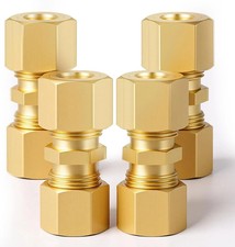 4PCS Brass Compression Tube Fitting 1/4 Compression Fitting 1/4" Tube OD x 1/4"