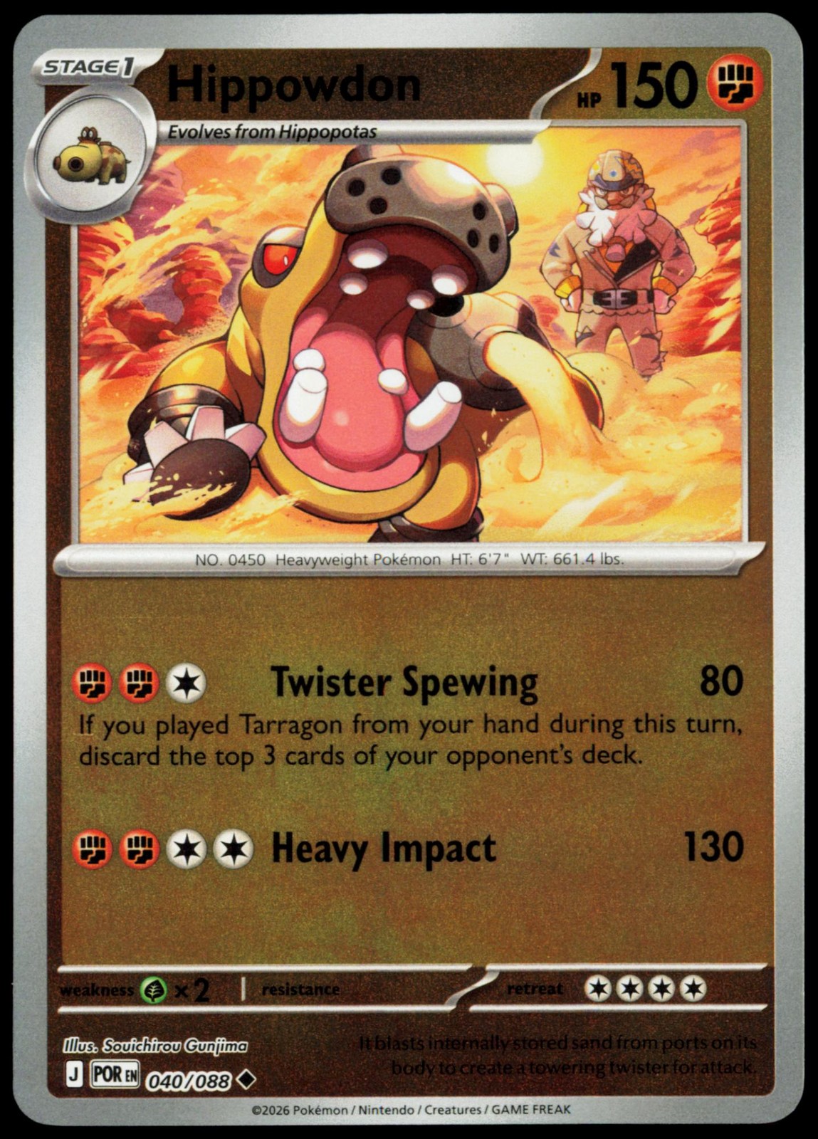 Hippowdon 040/088 Uncommon Perfect Order Reverse Holo NM Pokemon ME03