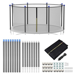 15FT Trampoline Enclosure Net & Pole Replacement for 8 Straight Poles