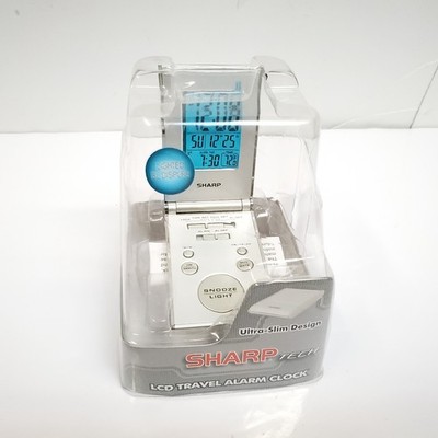 Vintage Sharp Tech Alarm Clock Temperature Time Date Slimline Travel SPC303
