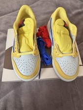 Travis Scott Air Jordan 1 Low OG SP PS Canary Boys' Sneakers Yellow Blue Leather