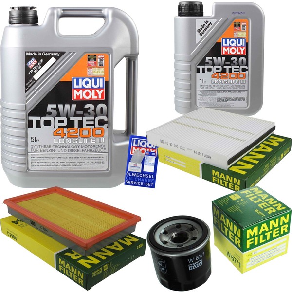 Mann Inspektionspaket 6L Liqui Moly Top Tec 5W-30 FüR Subaru Forester 2.0 X AWD-image