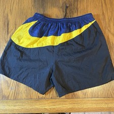 Vintage 90 s Nike White Tag Big Swoosh 5 Swim Shorts- Men s Size XL- Rare