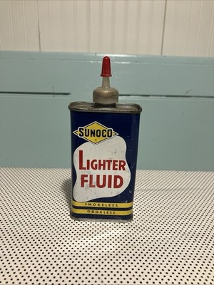 Sunoco Sun Oil Company Vintage Lighter Fluid Tin Can 4 oz Empty