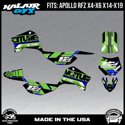 Graphics Kit for Apollo RFZ X4 X5 X6, X14 to X19 Veneer Series - Green
