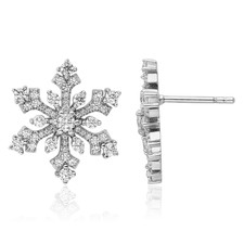 925 Sterling Silver CZ Snowflake Stud Earrings