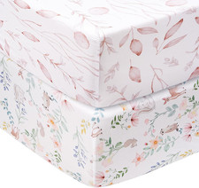 Graco Pack and Play Mattress Sheets Fitted, Mini Crib Sheets 2-Pack for Pack 'n