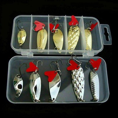 10tlg /Box Spinner Angeln Set Blinker Köder Hecht Forelle Zander Barsch TOP