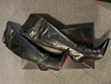 Sexy Overknee Stiefel, Echtleder, 39, sw, neu, Stahlstiletto, Made in Italy